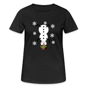 Ugly Christmas - Schneemann - Frauen T-Shirt atmungsaktiv - Schwarz - Vorne - AI Model Female 172 light (172cm)