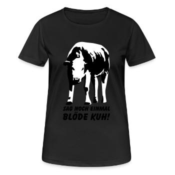 Dumme Kuh? - Frauen T-Shirt atmungsaktiv - Schwarz - Vorne - AI Model Female 172 light (172cm)