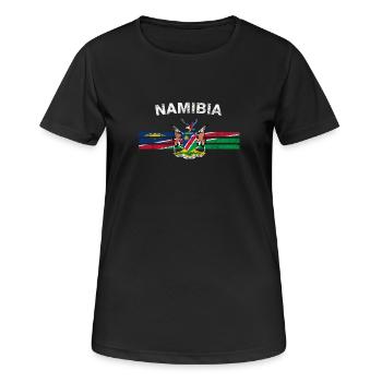 Drapeau de la Namibie shirt - Badges Namibie et Namibie Fl - T-shirt respirant Femme - noir - Devant - AI Model Female 172 light (172cm)