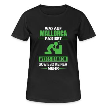 Was auf Malle passiert - Frauen T-Shirt atmungsaktiv - Schwarz - Vorne - AI Model Female 172 light (172cm)