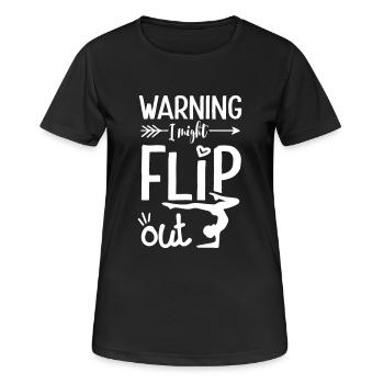 Warning i might flip out yoga gym - Frauen T-Shirt atmungsaktiv - Schwarz - Vorne - AI Model Female 172 light (172cm)