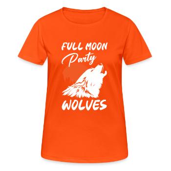 Loups de fête de la pleine lune - T-shirt respirant Femme - orange néon - Devant - AI Model Female 172 dark (172cm)