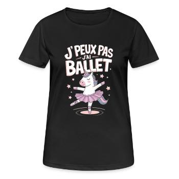 J'peux pas j'ai ballet - T-shirt respirant Femme - noir - Devant - AI Model Female 172 light (172cm)