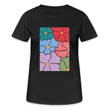 Boho Flora Blumen - Frauen T-Shirt atmungsaktiv - Schwarz - Vorne - AI Model Female 172 light (172cm)