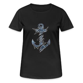 Ancre Cosmique - Contour Blanc - T-shirt respirant Femme - noir - Devant - AI Model Female 172 light (172cm)