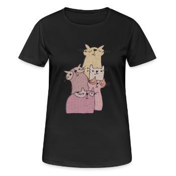 katzen treffen 2 - Frauen T-Shirt atmungsaktiv - Schwarz - Vorne - AI Model Female 172 light (172cm)