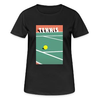 Minimalistisches Tennis Spielfeld Sport - Frauen T-Shirt atmungsaktiv - Schwarz - Vorne - AI Model Female 172 light (172cm)