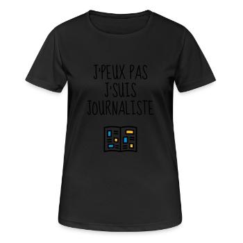 Journalist / Journalismus / Zeitung / Reporter - Frauen T-Shirt atmungsaktiv - Schwarz - Vorne - AI Model Female 172 light (172cm)