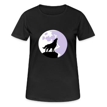 Wolf und Vollmond - Frauen T-Shirt atmungsaktiv - Schwarz - Vorne - AI Model Female 172 light (172cm)