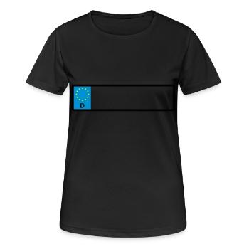 Namensschild - Frauen T-Shirt atmungsaktiv - Schwarz - Vorne - AI Model Female 172 light (172cm)