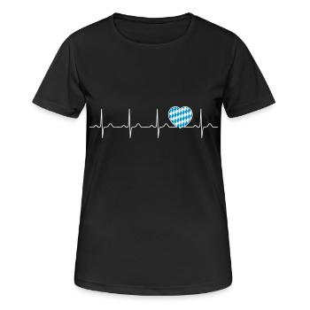 Herzschlag - Wiesn Heartbeat - Bayern - Frauen T-Shirt atmungsaktiv - Schwarz - Vorne - AI Model Female 172 light (172cm)