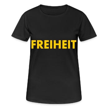 freiheit - Frauen T-Shirt atmungsaktiv - Schwarz - Vorne - AI Model Female 172 light (172cm)
