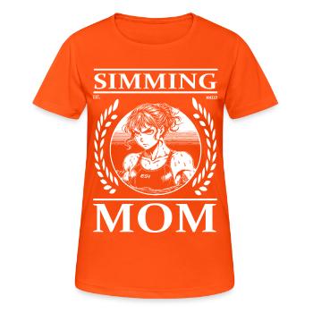Swimming Mom – japanischen Comic Style - Frauen T-Shirt atmungsaktiv - Neonorange - Vorne - AI Model Female 172 dark (172cm)