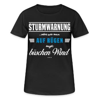Sturmwarnung Rügen - büschen Wind - Frauen T-Shirt atmungsaktiv - Schwarz - Vorne - AI Model Female 172 light (172cm)