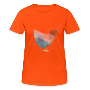 Poulet Polygon - T-shirt respirant Femme - orange néon - Devant - AI Model Female 172 dark (172cm)