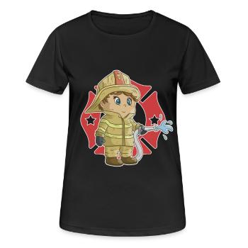 Little Firefighter Kinder Feuerwehr - Frauen T-Shirt atmungsaktiv - Schwarz - Vorne - AI Model Female 172 light (172cm)