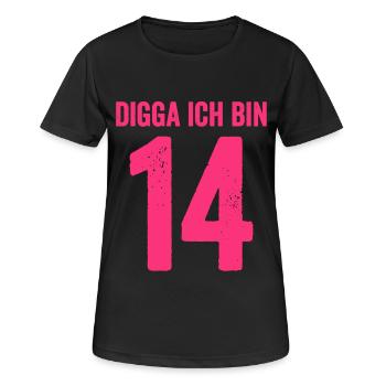Digga Je suis 14 ans fille 14e anniversaire Dame - T-shirt respirant Femme - noir - Devant - AI Model Female 172 light (172cm)