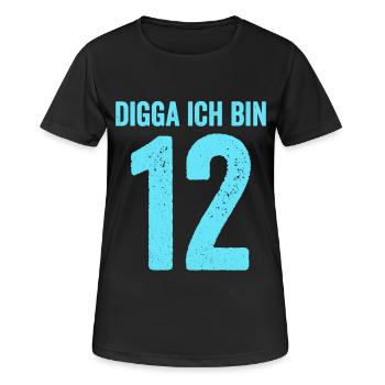 Blue Digga I'm 12 Year Old Boy 12th Birthday - Women's Breathable T-Shirt - black - Front - AI Model Female 172 light (172cm)