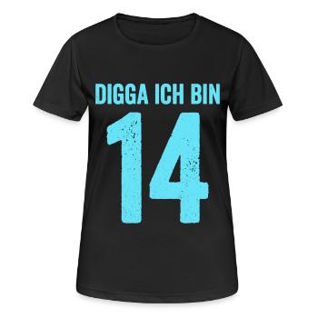 Blue Digga J’ai 14 Ans Garçon 14e Anniversaire - T-shirt respirant Femme - noir - Devant - AI Model Female 172 light (172cm)