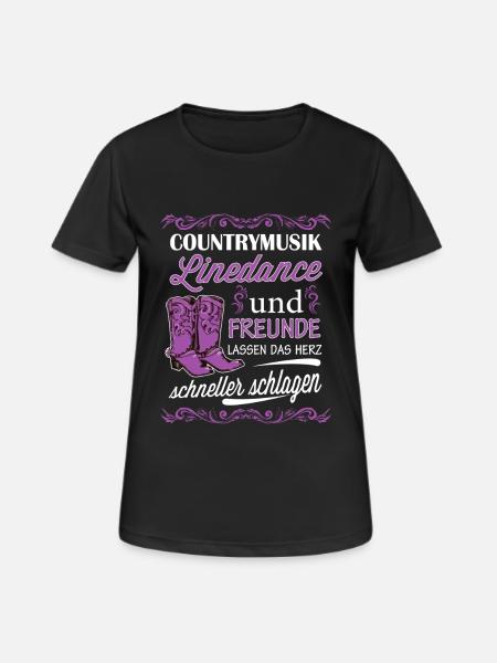 Linedance - Frauen T-Shirt atmungsaktiv - Schwarz