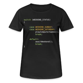 JAVA CODE - SWITCH - GAMING ON WEEKENDS - Women's Breathable T-Shirt - black - Front - AI Model Female 172 light (172cm)