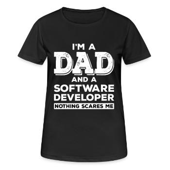 Programmeur père développeur de logiciels IT papa - T-shirt respirant Femme - noir - Devant - AI Model Female 172 light (172cm)