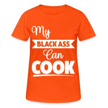 Mon cul noir sait cuisiner - T-shirt respirant Femme - orange néon - Devant - AI Model Female 172 dark (172cm)