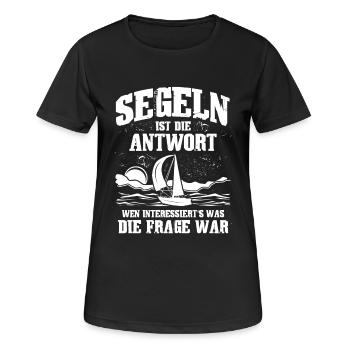 Segeln ist die Antwort... - Frauen T-Shirt atmungsaktiv - Schwarz - Vorne - AI Model Female 172 light (172cm)