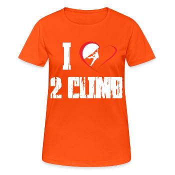 Klettern Felsklettern Freeclimbing - Frauen T-Shirt atmungsaktiv - Neonorange - Vorne - AI Model Female 172 dark (172cm)