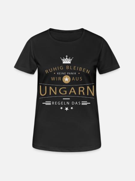Ruhig bleiben Ungarn - Frauen T-Shirt atmungsaktiv - Schwarz