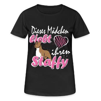 American Staffordshire Terrier Hunde Kampfhund - Frauen T-Shirt atmungsaktiv - Schwarz - Vorne - AI Model Female 172 light (172cm)