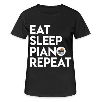 Manger sommeil répétition musique piano piano - T-shirt respirant Femme - noir - Devant - AI Model Female 172 light (172cm)