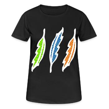 Plumes coloré illustration boho - T-shirt respirant Femme - noir - Devant - AI Model Female 172 light (172cm)