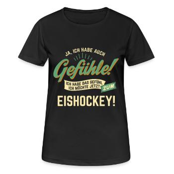Gefuehle - ich moechte Sport - Eishockey! - - Frauen T-Shirt atmungsaktiv - Schwarz - Vorne - AI Model Female 172 light (172cm)