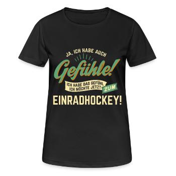 Gefuehle - ich moechte Sport - Einradhockey! - - Frauen T-Shirt atmungsaktiv - Schwarz - Vorne - AI Model Female 172 light (172cm)