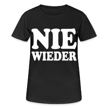 Nie wieder - Frauen T-Shirt atmungsaktiv - Schwarz - Vorne - AI Model Female 172 light (172cm)