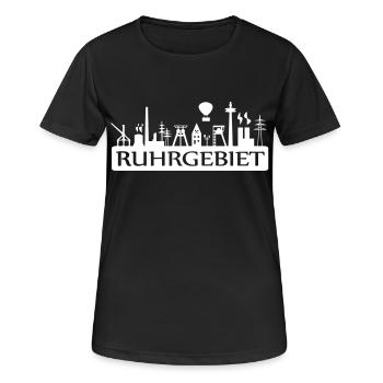 Skyline Ruhrgebiet by Ruhrpott Clothing - Frauen T-Shirt atmungsaktiv - Schwarz - Vorne - AI Model Female 172 light (172cm)