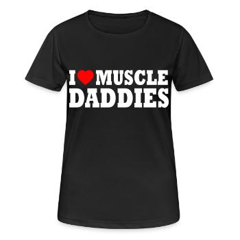 I love muscle daddies - Frauen T-Shirt atmungsaktiv - Schwarz - Vorne - AI Model Female 172 light (172cm)
