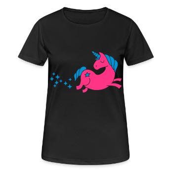 unicorn - Einhorn Sternenstaub - Frauen T-Shirt atmungsaktiv - Schwarz - Vorne - AI Model Female 172 light (172cm)