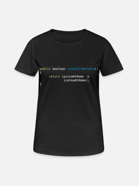 JAVA CODE - READY FOR WEEKEND - Frauen T-Shirt atmungsaktiv - Schwarz