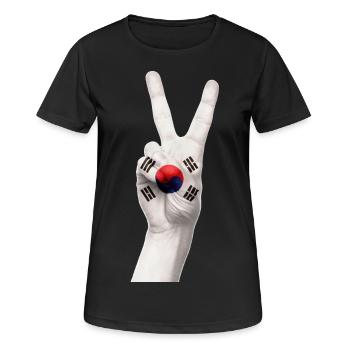 CORÉE. CORÉE DU NORD CORÉE DU SUD DE LA PAIX SIGNE DE PAIX - T-shirt respirant Femme - noir - Devant - AI Model Female 172 light (172cm)