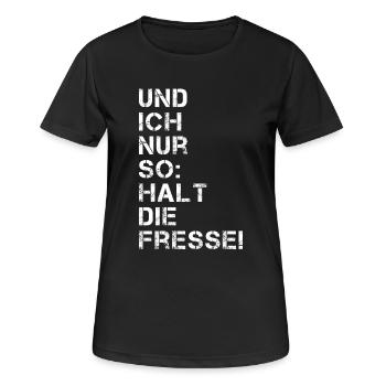 Fresse halten - Frauen T-Shirt atmungsaktiv - Schwarz - Vorne - AI Model Female 172 light (172cm)