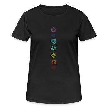 Sieben Chakren - Frauen T-Shirt atmungsaktiv - Schwarz - Vorne - AI Model Female 172 light (172cm)