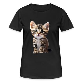 Mignon jeune chat en attente de câlins - T-shirt respirant Femme - noir - Devant - AI Model Female 172 light (172cm)