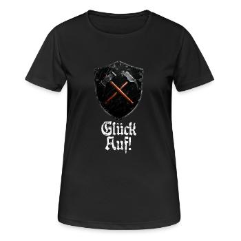Bonne chance sur le logo minage mineur maillet et fer - T-shirt respirant Femme - noir - Devant - AI Model Female 172 light (172cm)