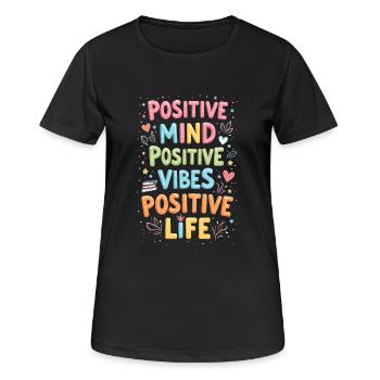 positivité - T-shirt respirant Femme - noir - Devant - AI Model Female 172 light (172cm)