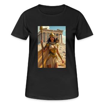 Athena, armored goddess with spear, owl - Women's Breathable T-Shirt - black - Front - AI Model Female 172 light (172cm)