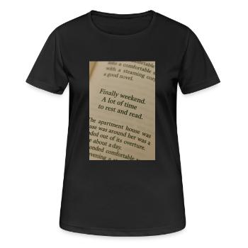 Page in book - Finally weekend - Women's Breathable T-Shirt - black - Front - AI Model Female 172 light (172cm)