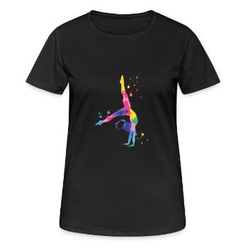 Gymnastique Coloré et puissant - T-shirt respirant Femme - noir - Devant - AI Model Female 172 light (172cm)