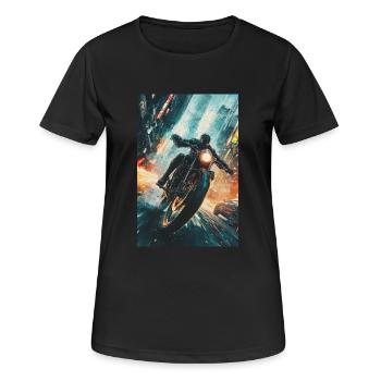 Cyberpunk Poursuite à moto - T-shirt respirant Femme - noir - Devant - AI Model Female 172 light (172cm)